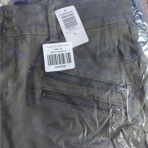 Torrid Dusty Olive Multi Zip High Rise Jegging Super Skinny Size 18 - Picture 7 of 7